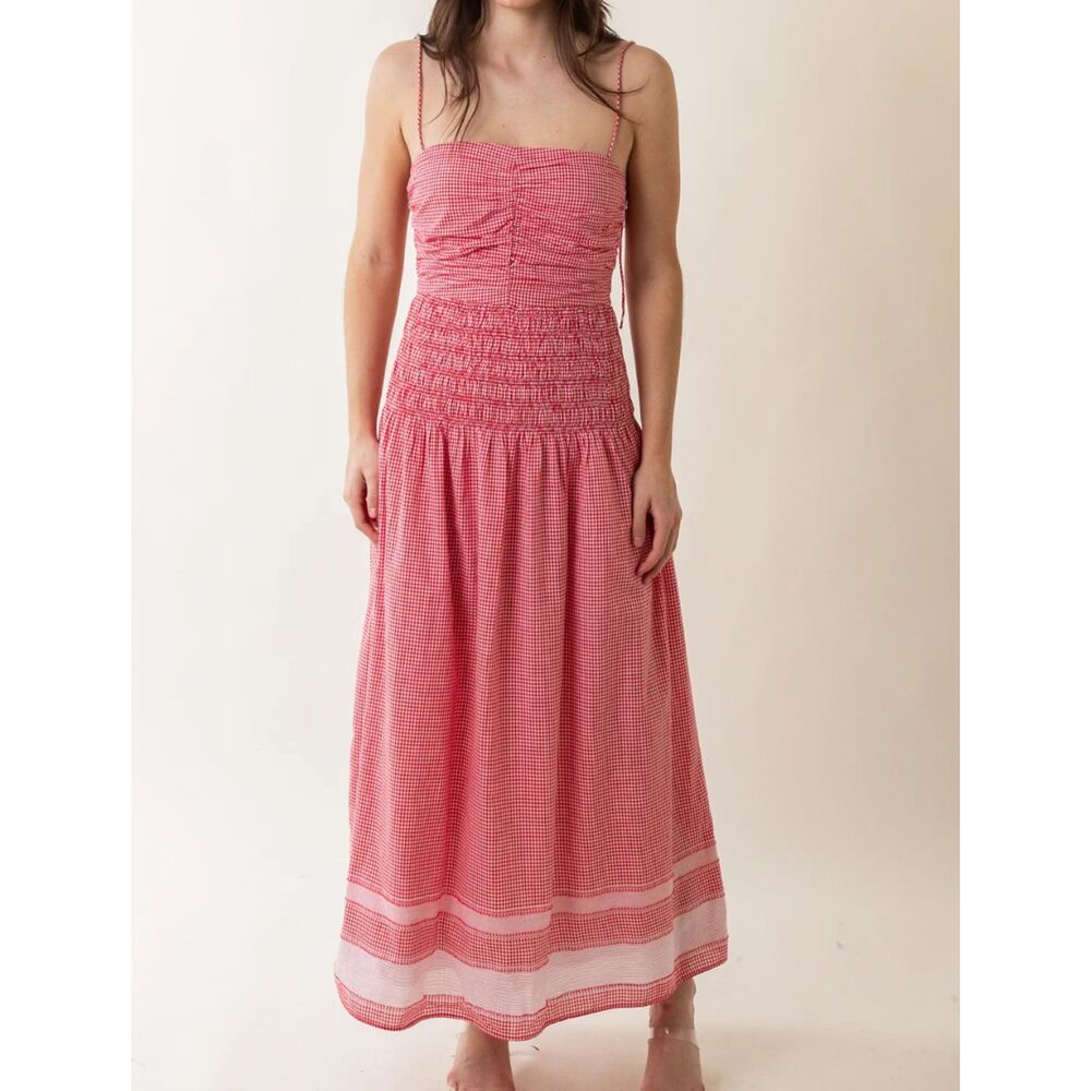 SAYLOR Red and White gingham Maxi Dress